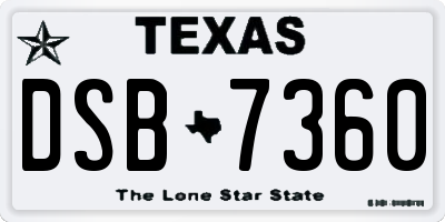 TX license plate DSB7360