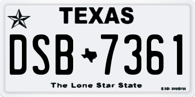 TX license plate DSB7361