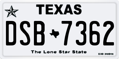 TX license plate DSB7362