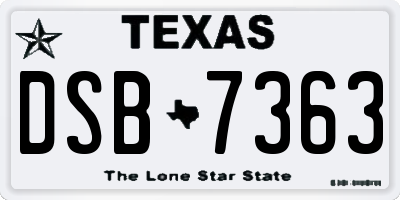 TX license plate DSB7363