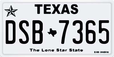 TX license plate DSB7365