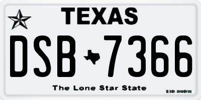 TX license plate DSB7366
