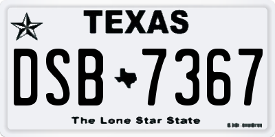 TX license plate DSB7367