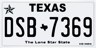 TX license plate DSB7369