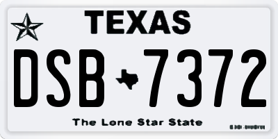 TX license plate DSB7372