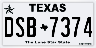 TX license plate DSB7374