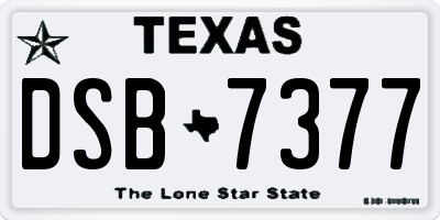 TX license plate DSB7377
