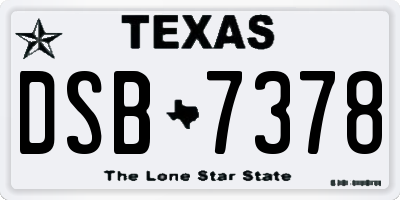 TX license plate DSB7378