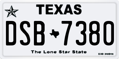 TX license plate DSB7380
