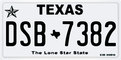 TX license plate DSB7382
