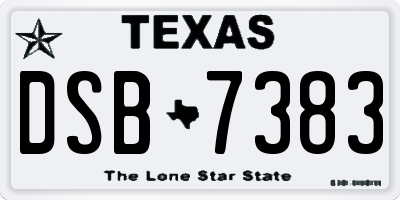 TX license plate DSB7383