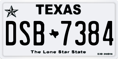 TX license plate DSB7384