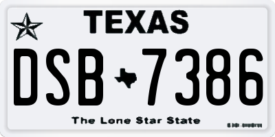 TX license plate DSB7386