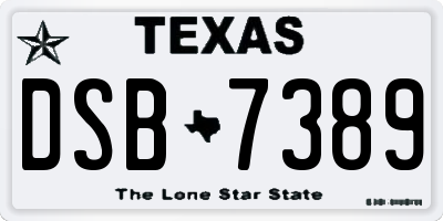TX license plate DSB7389