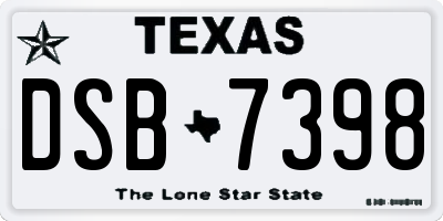TX license plate DSB7398