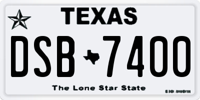 TX license plate DSB7400