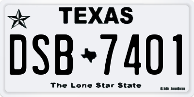 TX license plate DSB7401