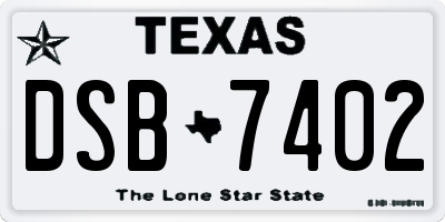 TX license plate DSB7402