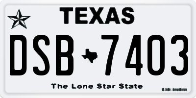 TX license plate DSB7403