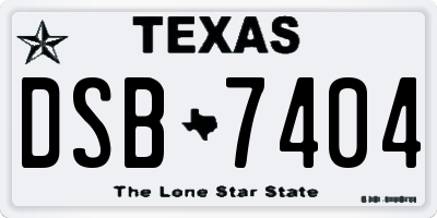 TX license plate DSB7404