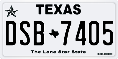 TX license plate DSB7405