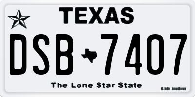 TX license plate DSB7407