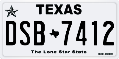 TX license plate DSB7412