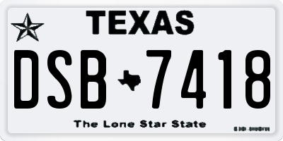 TX license plate DSB7418