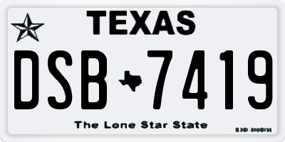 TX license plate DSB7419