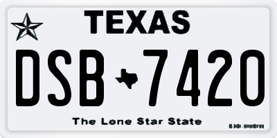 TX license plate DSB7420