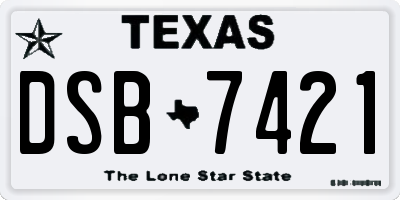 TX license plate DSB7421