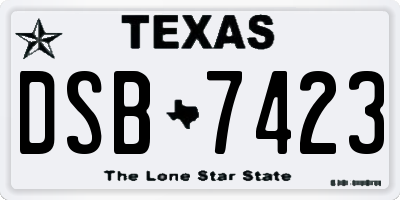 TX license plate DSB7423