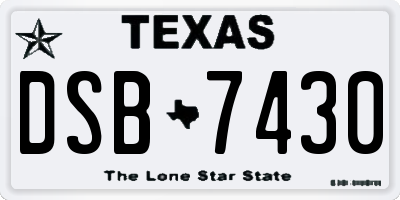 TX license plate DSB7430