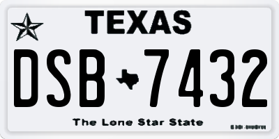 TX license plate DSB7432