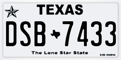 TX license plate DSB7433