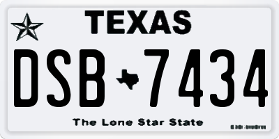 TX license plate DSB7434