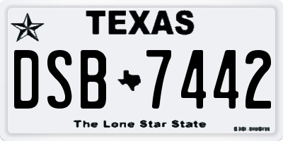 TX license plate DSB7442