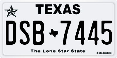 TX license plate DSB7445