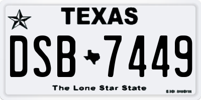 TX license plate DSB7449
