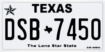 TX license plate DSB7450
