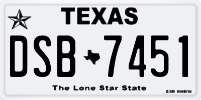 TX license plate DSB7451