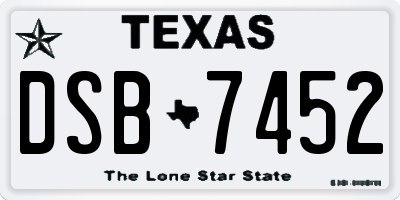 TX license plate DSB7452