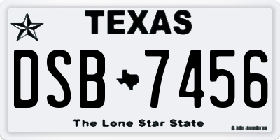 TX license plate DSB7456