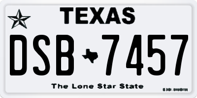 TX license plate DSB7457