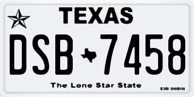 TX license plate DSB7458