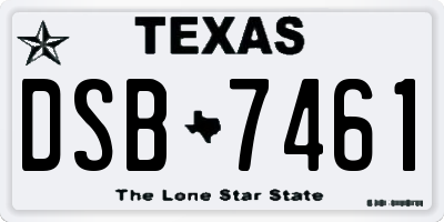 TX license plate DSB7461