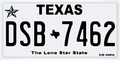 TX license plate DSB7462