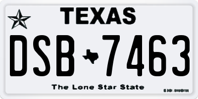 TX license plate DSB7463