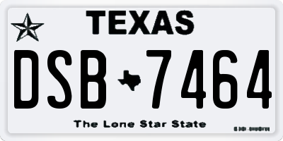 TX license plate DSB7464