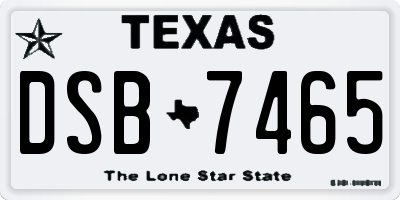 TX license plate DSB7465